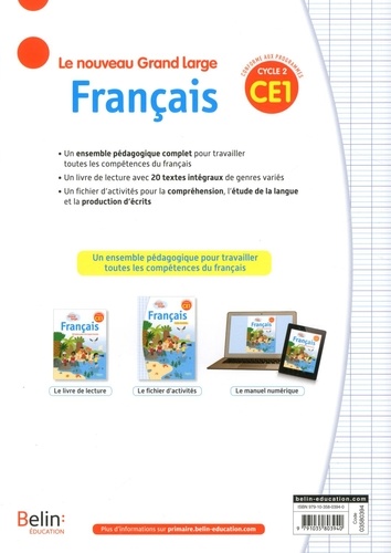 Français CE1 Cycle 2 Le nouveau Grand Large. Fichier d'activités  Edition 2019