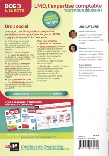 Droit social DCG 3. Manuel + Applications + Corrigés  Edition 2023-2024