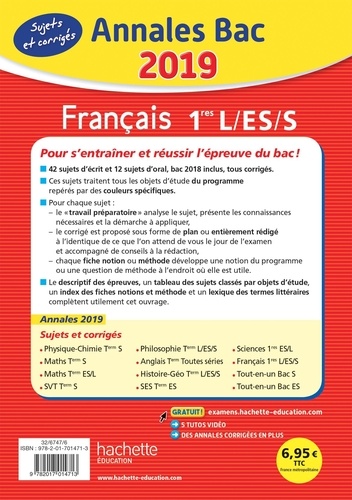 Annales BAC français 1res L-ES-S  Edition 2019
