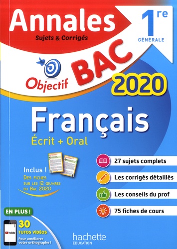 Français 1re. Sujets & corrigés  Edition 2020