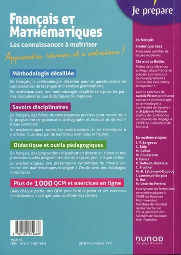 Français et mathématiques CRPE. Les connaissances à maîtriser  Edition 2020-2021