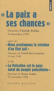 La paix a ses chances, Discours d'Itzhak Rabin, 4 novembre 1995