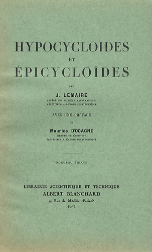 J. Lemaire - Hypocycloïdes et épicycloïdes.