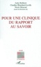 Jacky Beillerot et Claudine Blanchard-Laville - Pour une clinique du rapport au savoir.