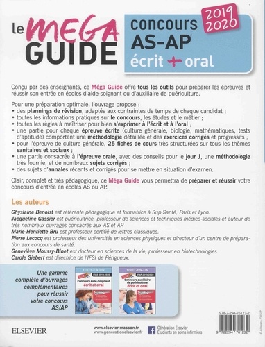 Le Méga Guide Concours AS/AP Aide-soignant et Auxiliaire de puériculture  Edition 2019-2020