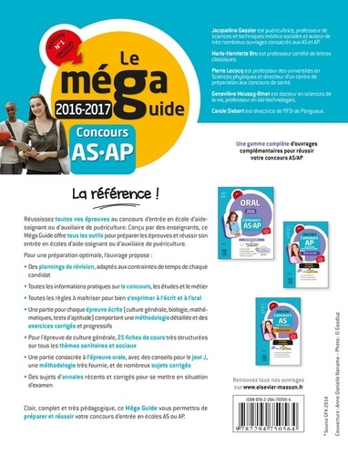 Méga guide Concours AS/AP Aide-soignant et auxiliaire de puériculture. Avec planning de révision  Edition 2016-2017