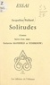 Jacqueline Paillard - Solitudes - Contes suivis d'un essai : Katherine Mansfield et Tchekhov.