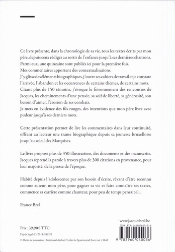 Jacques Brel auteur. L'intégrale de ses textes commentés par France Brel