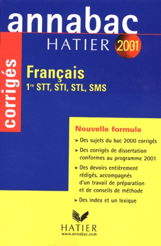 Jacques Dauvin et Sylvie Dauvin - Francais 1ere Stt/Sti/Stl/Sms. Corriges 2001.