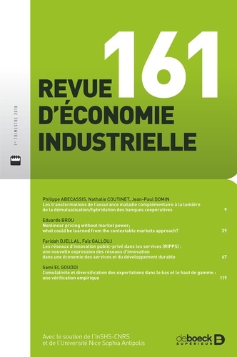 Revue d'économie industrielle N° 161, 1er trimestre 2018