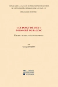 "Le doigt de Dieu" d'Honoré de Balzac - Edition critique et étude littéraire