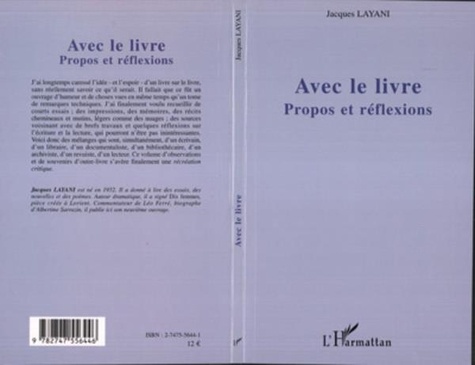 Jacques Layani - Avec le livre : propos de réflexion.