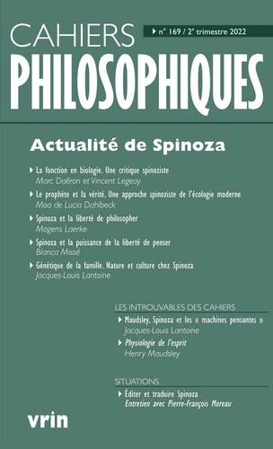 Jacques-Louis Lantoine - Actualité de Spinoza.