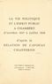 Jacques Lovie - La vie politique et l'esprit public à Chambéry, d'octobre 1847 à juillet 1848, d'après la relation de l'avocat Chapperon.