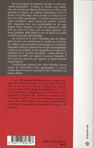 L'autobiographie d'un paranoïaque. L'abbé Berry (1878-1947) et le roman de Billy "Introïbo"