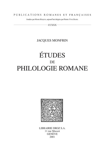 Etudes de philologie romane