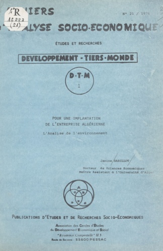Pour une implantation de l'entreprise algérienne. L'analyse de l'environnement