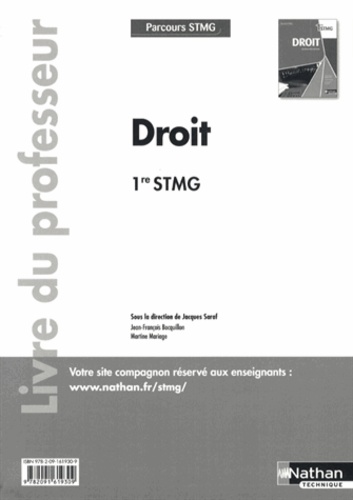 Jacques Saraf - Droit 1e STMG - Livre du professeur.