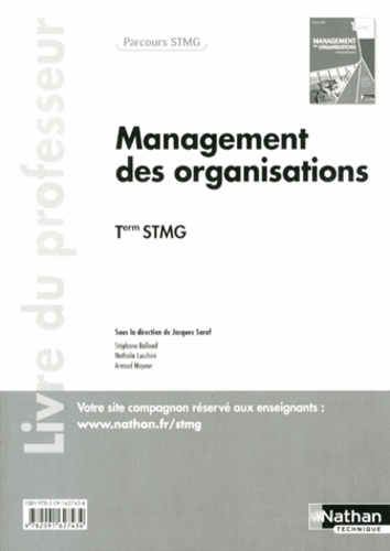 Jacques Saraf - Management des organisations Tle STMG - Livre du professeur.