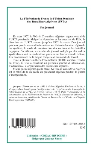 La Fédération de France de l'Union Syndicale des Travailleurs Algériens (USTA). Son journal