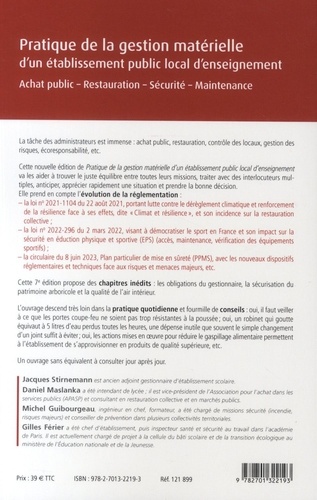 Pratique de la gestion matérielle d'un établissement public local d'enseignement 7e édition