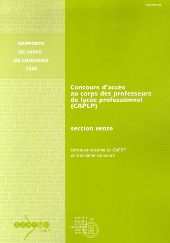Jacques Thierry - Concours d'accès au corps des professeurs de lycée professionnel (CAPLP) section vente - Concours externe, CAFEP et troisième concours.