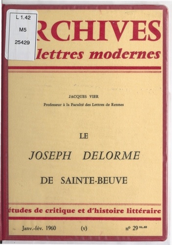 Le Joseph Delorme de Sainte-Beuve