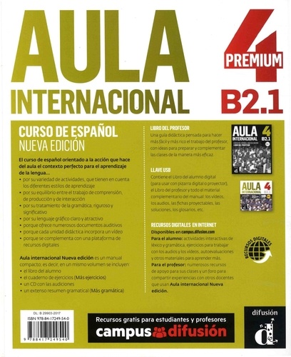 Aula internacional 4 B2.1. Libro del alumno  Edition 2018 -  avec 1 CD audio MP3