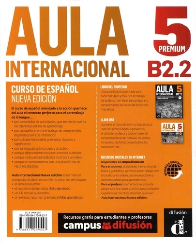 Aula internacional 5 B2.2. Libro del alumno  Edition 2018 -  avec 1 CD audio MP3