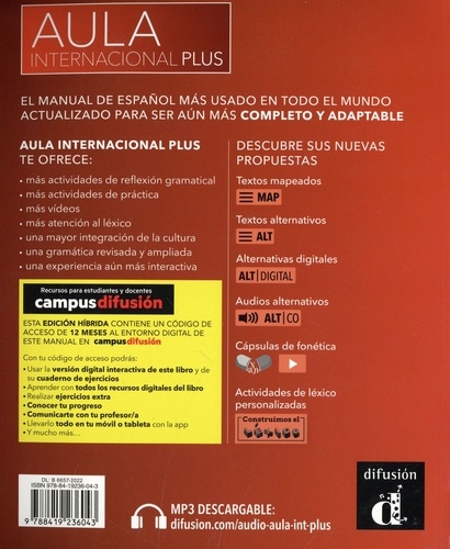 Aula international plus 1 A1. Curso des español - Edición híbrida