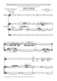 James MacMillan - On Love - solo voices or unison trebles and organ. aiguë. Partition de chœur..