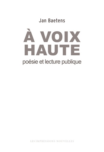 A voix haute. Poésie et lecture publique