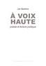 Jan Baetens - A voix haute - Poésie et lecture publique.