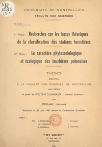 Recherches sur les bases théoriques de la classification des stations forestières
