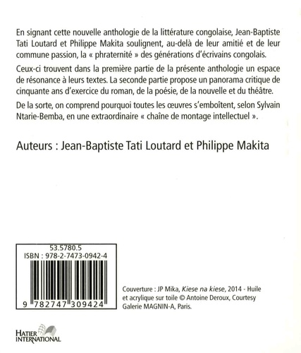 Nouvelle anthologie de la littérature congolaise d'expression française. Textes (1977-2003) et histoire (1953-2003)