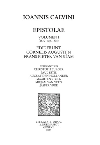 Epistolae. Tome 1, (1530-septembre 1538)