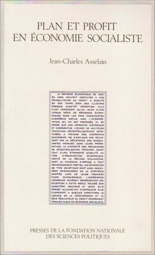 Plan et profit en économie socialiste de Jean-Charles Asselain - Livre -  Decitre
