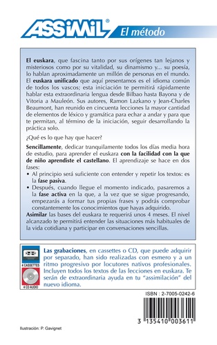 Iniciacion Al Euskara : Euskara Baturako Hastapenak. Edition Bilingue Espagnole Et Basque