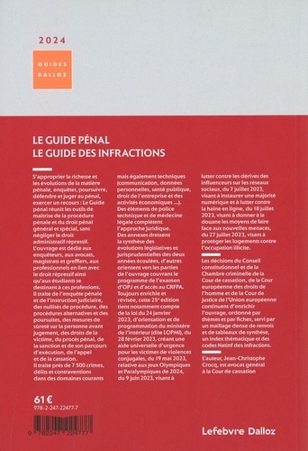 Le guide pénal ; Le guide des infractions  Edition 2024