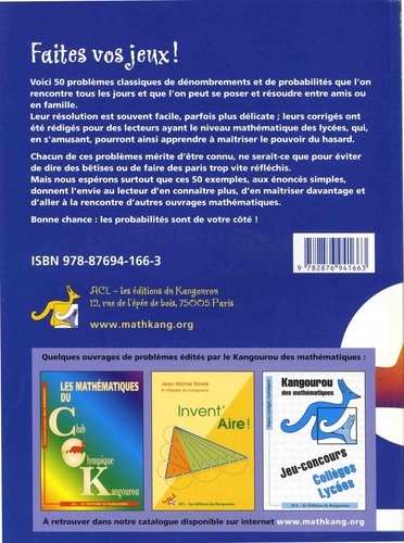 Faites vos jeux !. 50 grands classiques du calcul des probabilités 2e édition