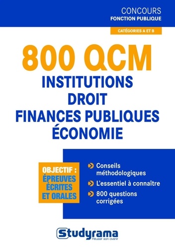 Jean-Christophe Saladin - 800 QCM institutions, droit, finances publiques, économie.
