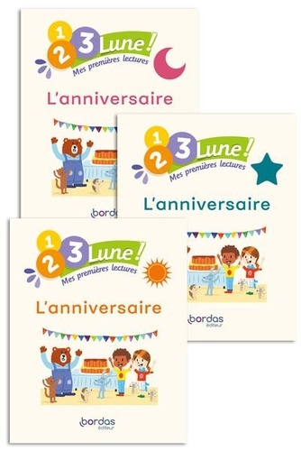 Jean-Claude Séguy - 1, 2, 3, Lune!-premières lectures- L'Anniversaire(pack 1 album soleil+1 album étoile+1 album lune).