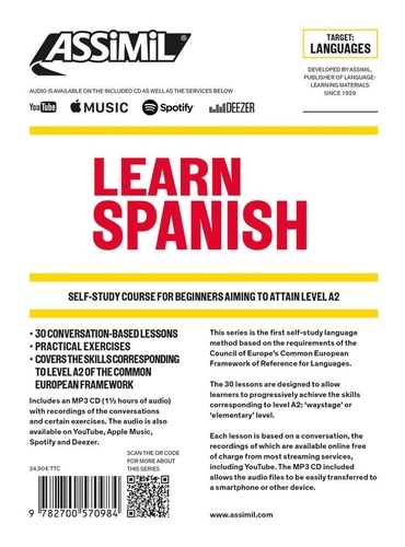 Learn spanish A2  avec 1 CD audio MP3