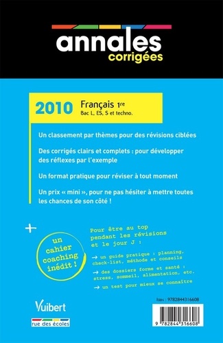 Français 1re Bac séries L, ES, S et techno 2010