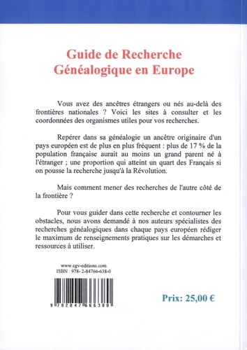 Guide de recherche généalogique en Europe 2e édition