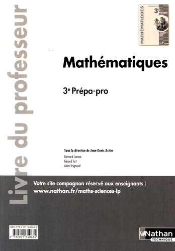 Jean-Denis Astier - Mathématiques 3e Prépa-pro - Livre du professeur.