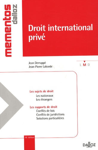 Jean Derruppé et Jean-Pierre Laborde - Droit international privé.