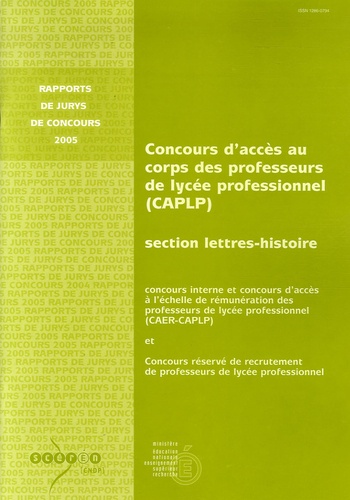 Jean Ehrsam - Concours d'accès au corps des professeurs de lycée professionnel (CAPLP) section Lettres-Histoire - Concours interne/CAER et concours réservé.