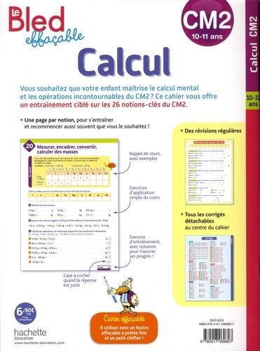 Le Bled effaçable Calcul CM2  Edition 2019