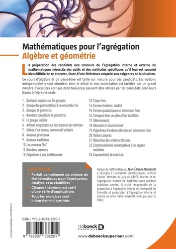 Mathématiques pour l'agrégation. Algèbre et géométrie 2e édition